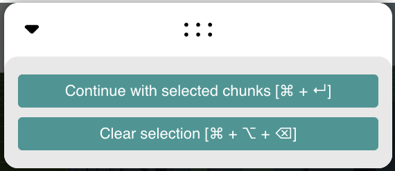 Continue with selected chunks