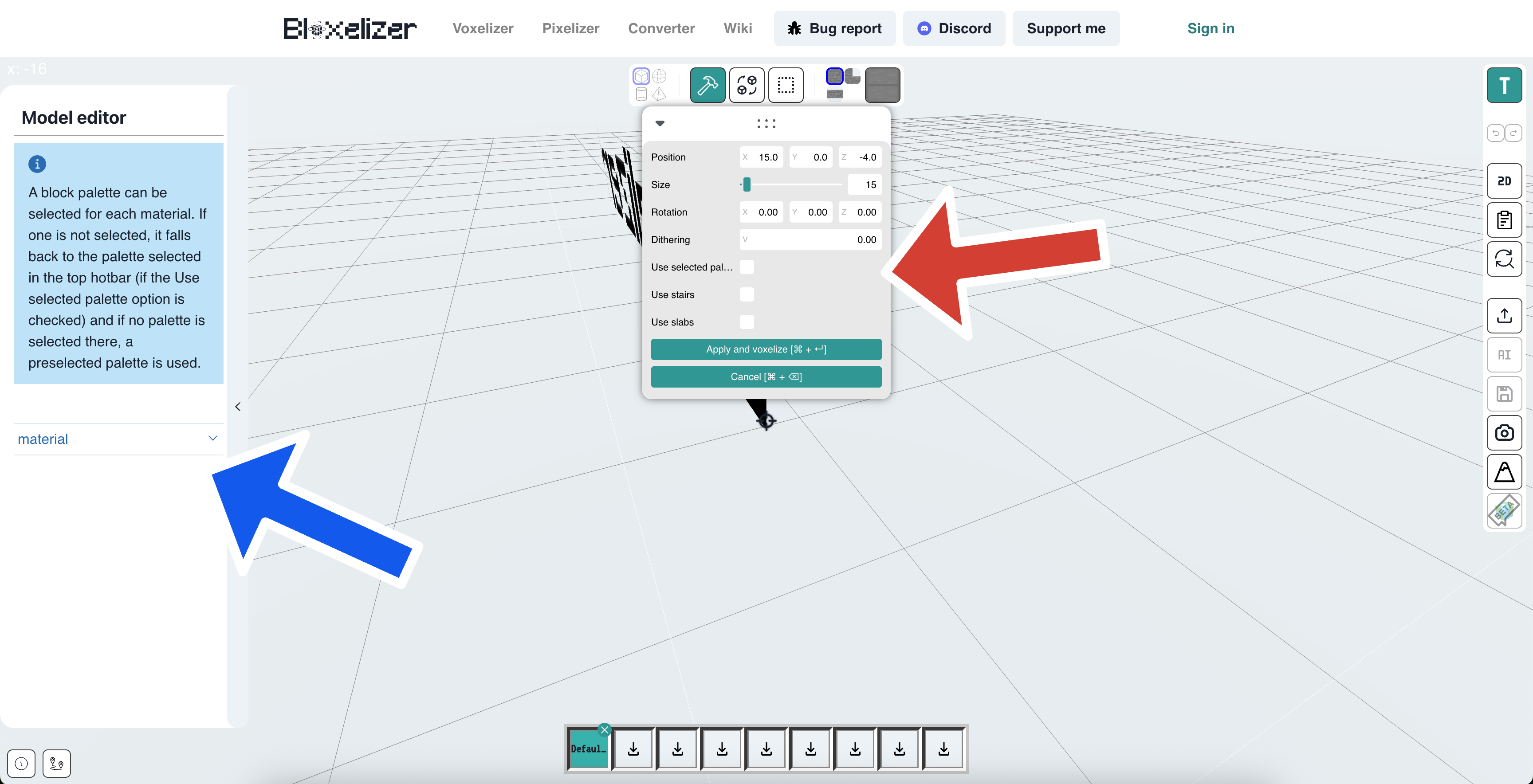 Control panel and model editor demo