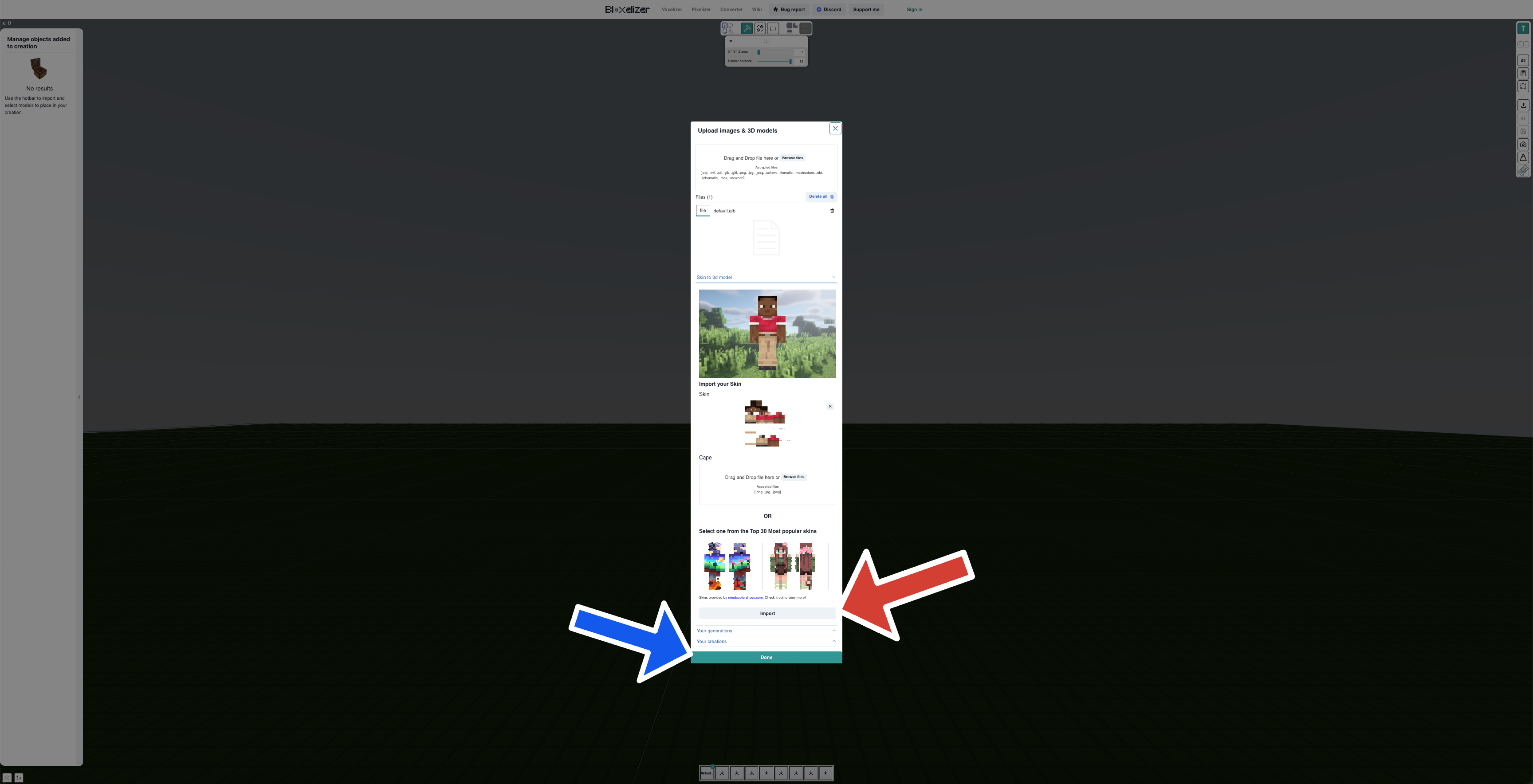 Control panel and model editor demo